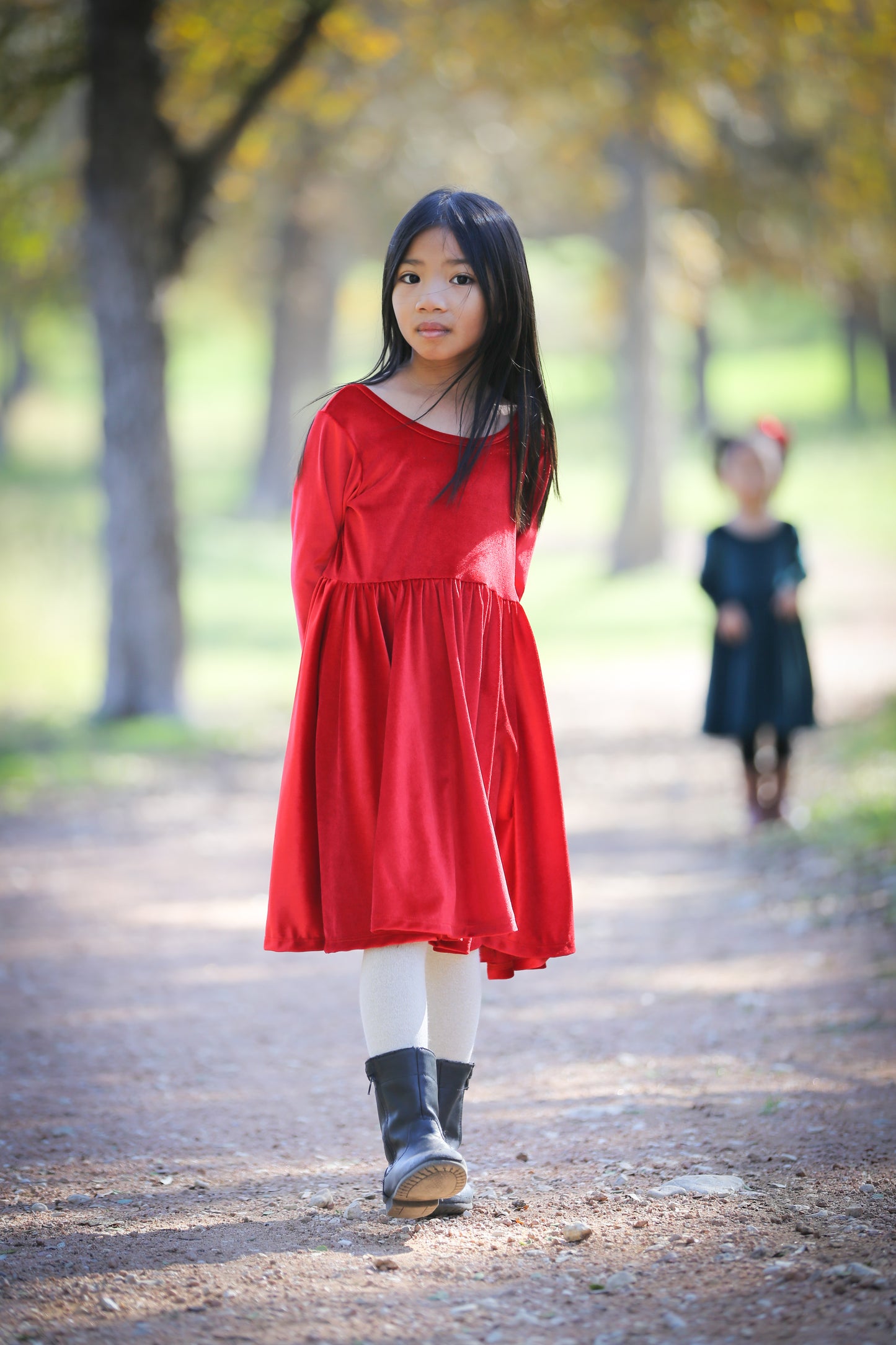 Velvet Twirl Dress || Red