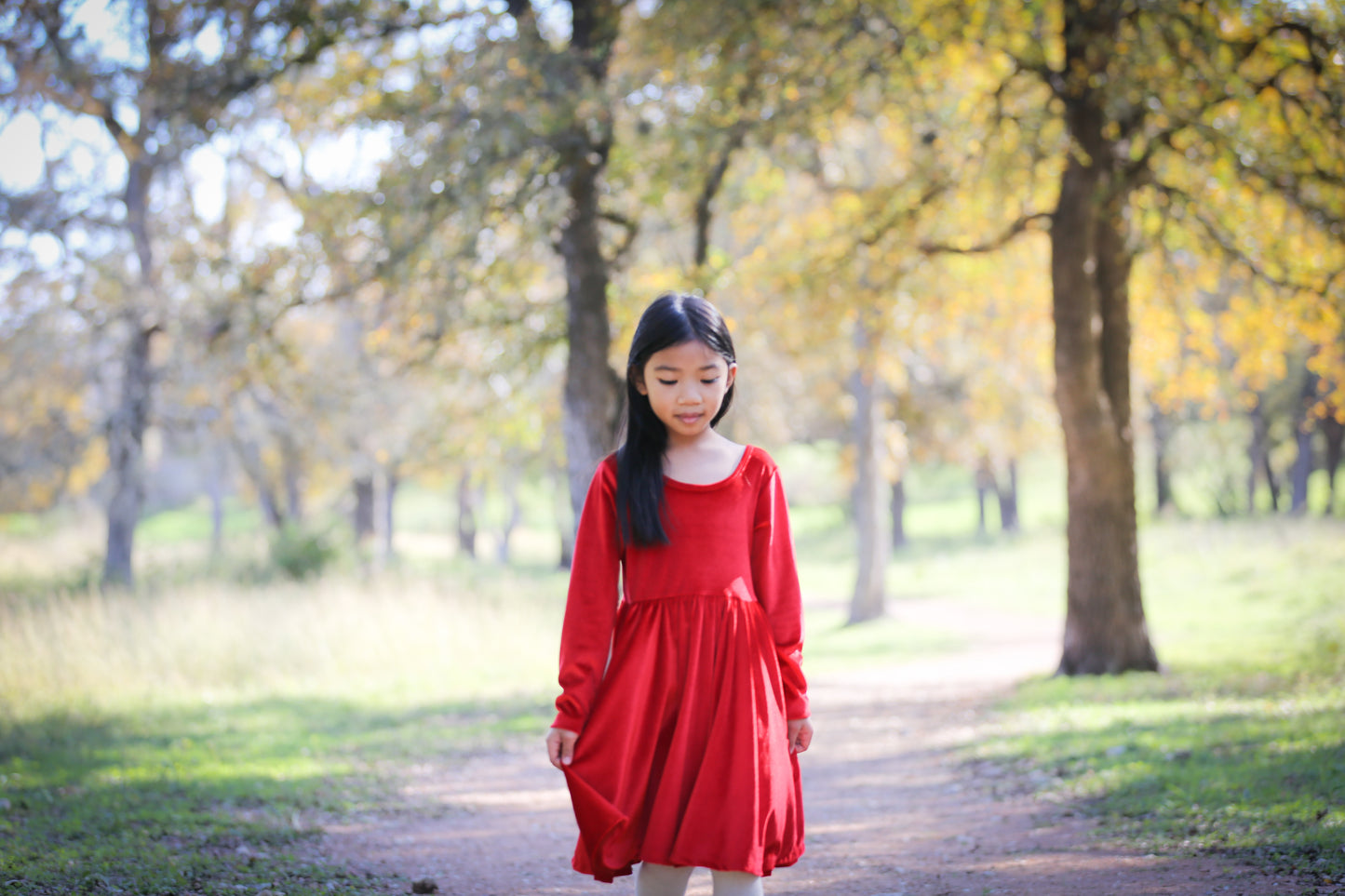 Velvet Twirl Dress || Red