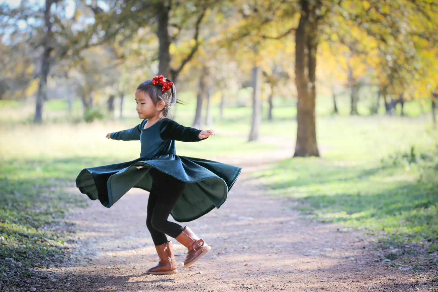 Velvet Twirl Dress || Evergreen