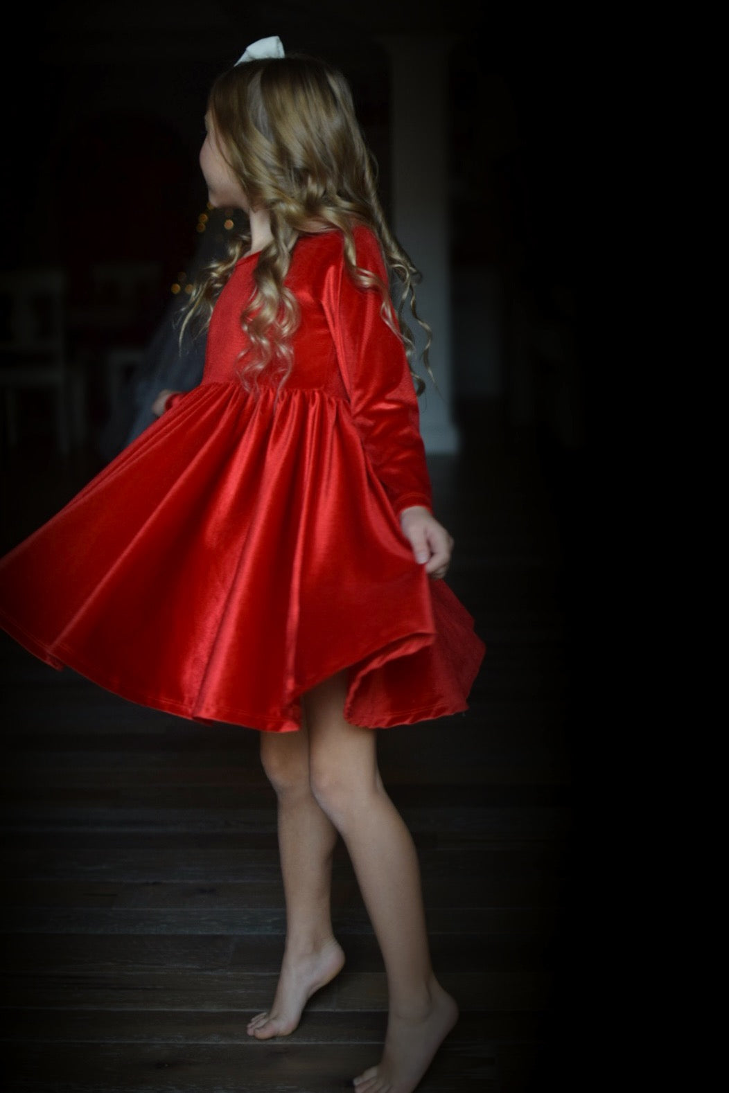 Velvet Twirl Dress || Red