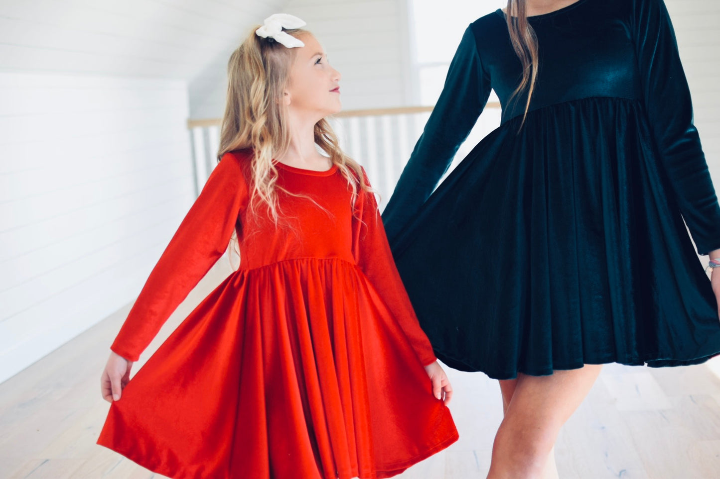 Velvet Twirl Dress || Red