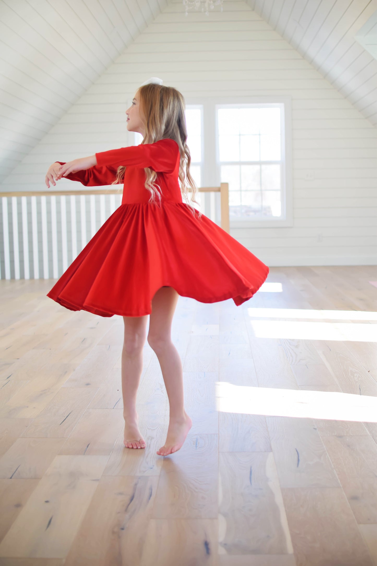 Velvet Twirl Dress || Red