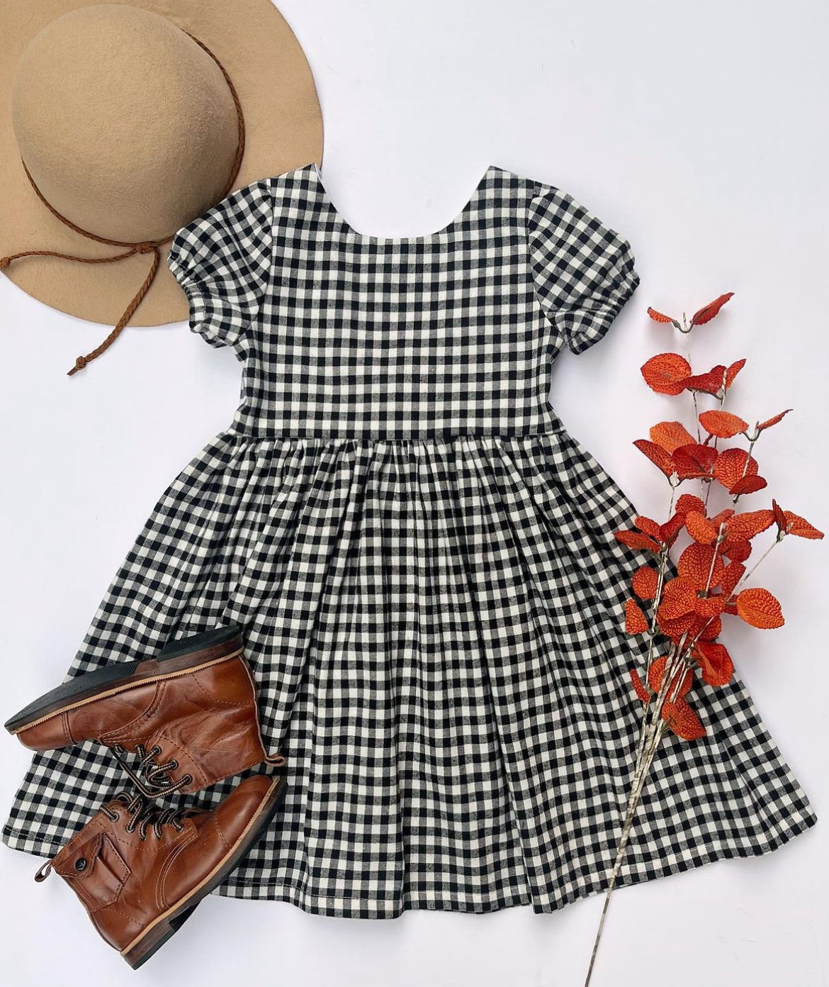 Harlow Dress || Black Gingham