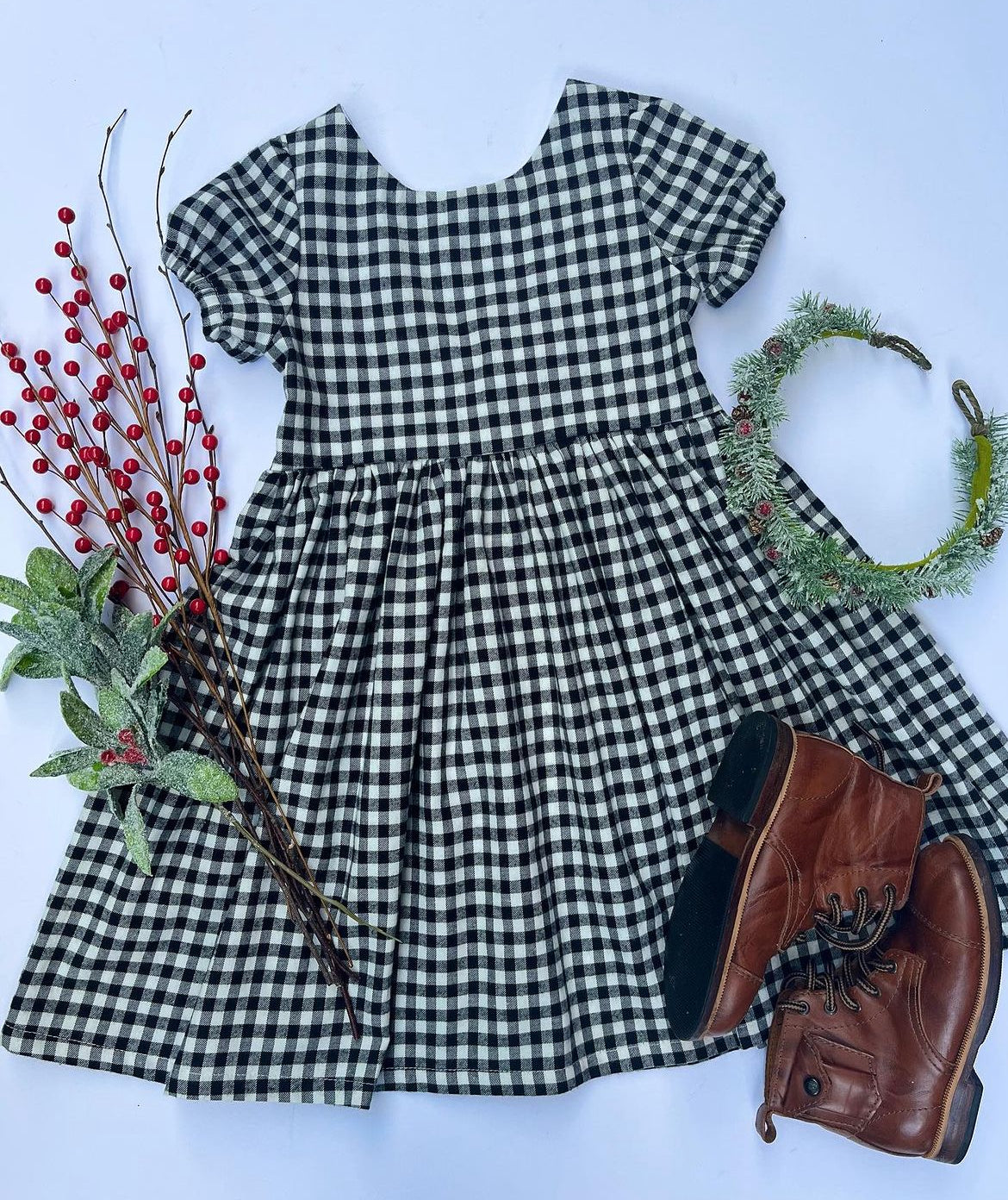 Harlow Dress || Black Gingham